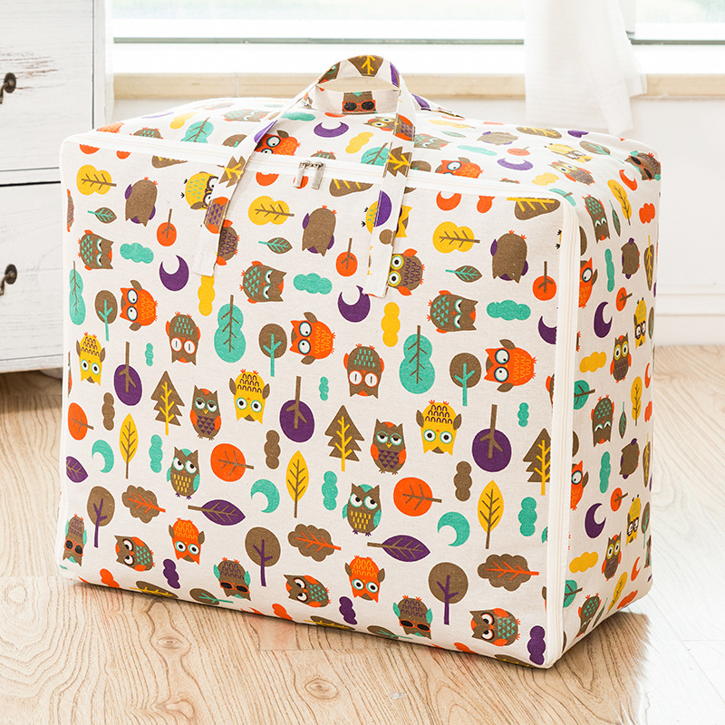 Cotton Linen Moisture-Proof Storage Bag Cotton Quilt Clothes Organizer Bag Luggage Moving Packing Bag Portable Thickened Dustproof Bag Wholesale