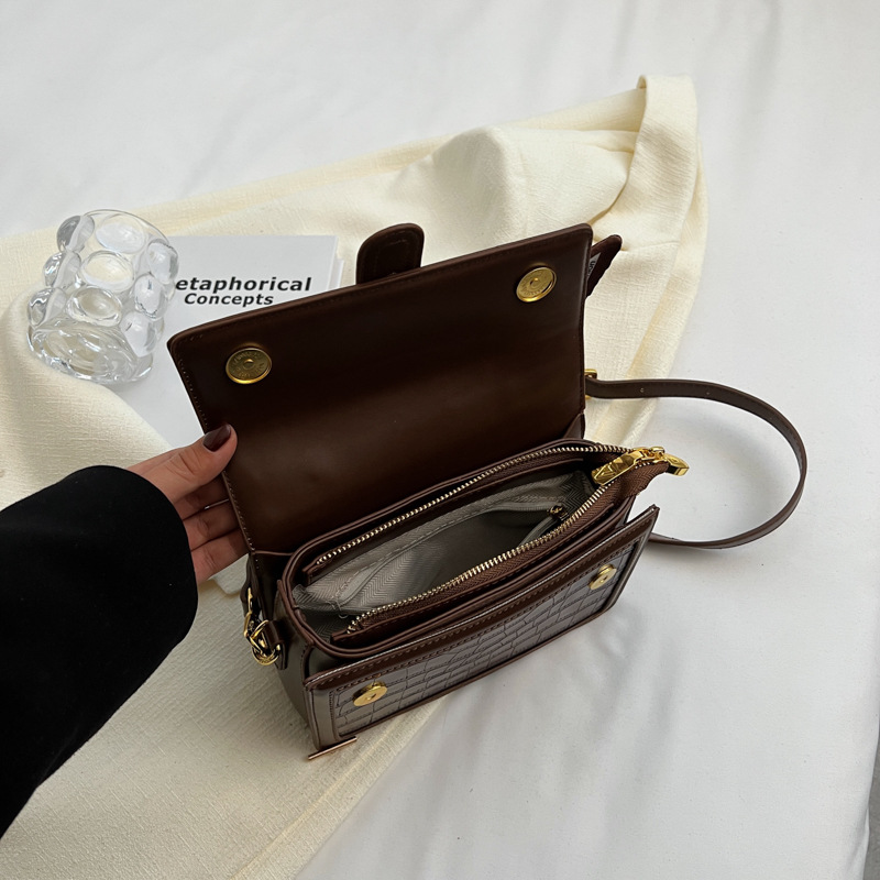 Simple Western Style Women's Bag 2022 New Hand-Carrying Silk Scarf Small Square Bag Stone Pattern Niche French Style Shoulder Crossbody