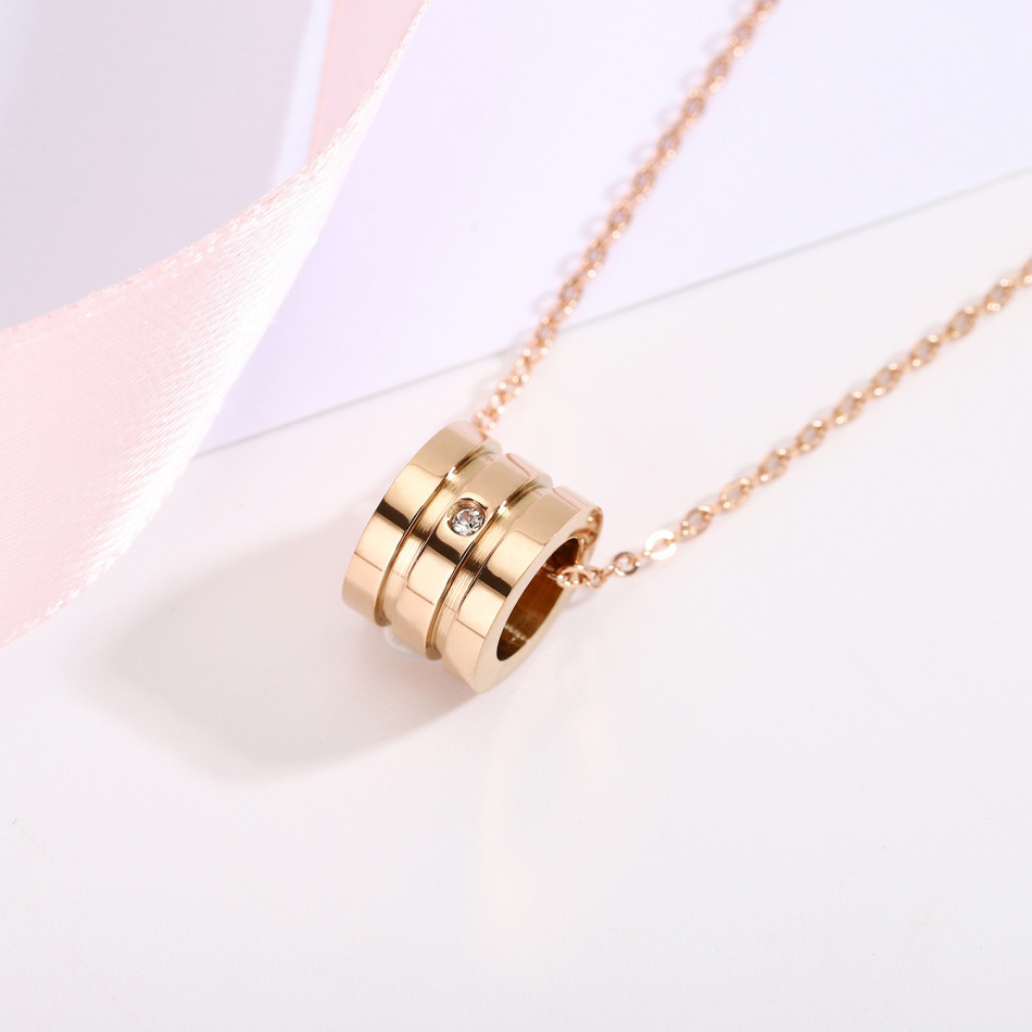 钛钢不掉色金色小蛮腰项链玫瑰金锁骨链小众轻奢真钻首饰品项链女