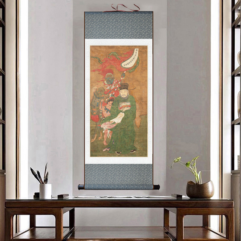 城隍爷画像挂画送圣土地神像画道场家居供奉丝绸卷轴画道教水陆画