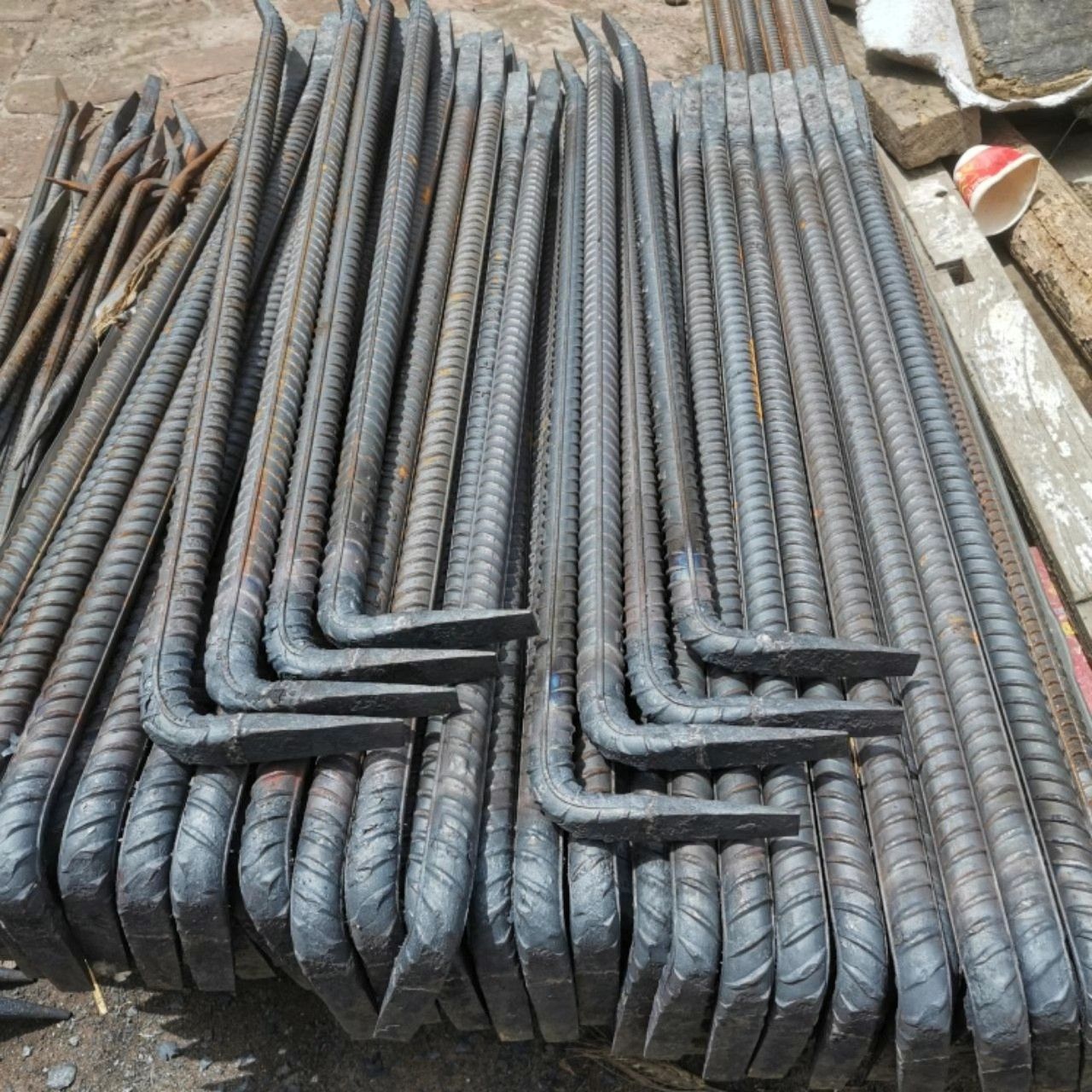 七字形木工拆模螺纹钢撬棍撬棒撬棍两头扁口螺纹钢手工锻打包邮