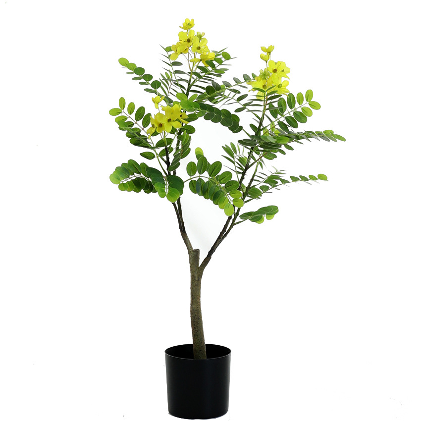 仿真花黄槐 仿真植物装饰黄槐树 仿真绿植客厅办公室软装落地盆栽