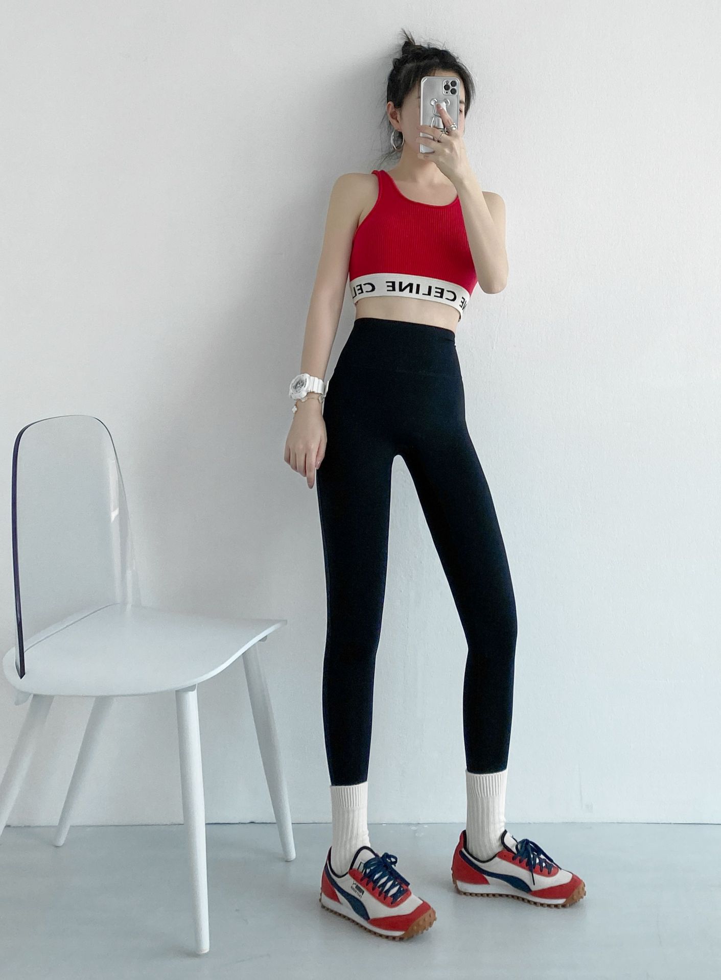 个性交叉腰鲨鱼裤夏款瑜伽裤弹力舒适九分裤韩版蜜桃臀裤子