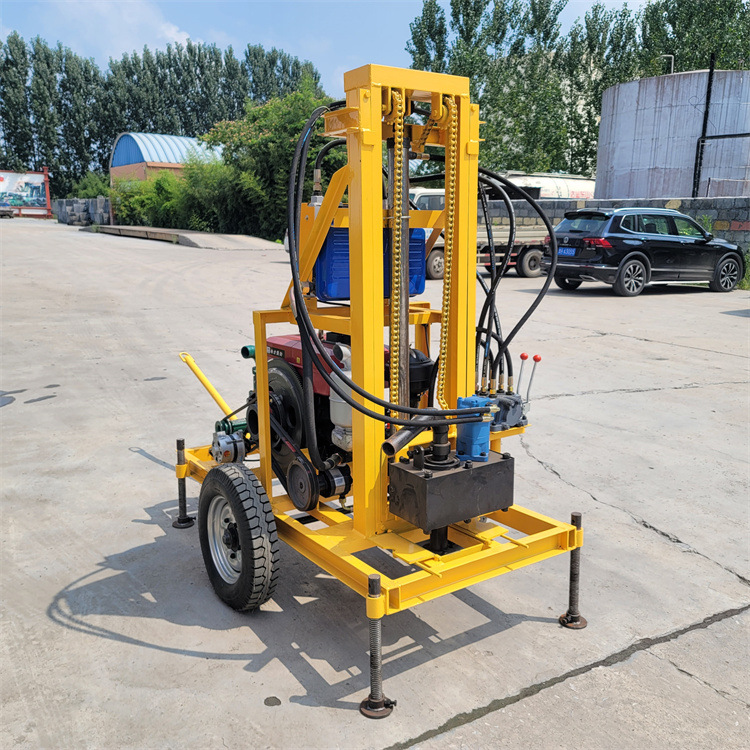 农村灌溉用100米打井机 家用吃水井钻井机 小型牵引式打井机厂家