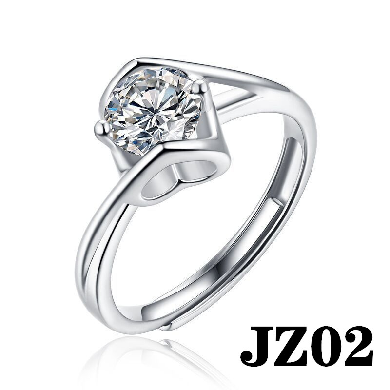 Xiaohongshu Imitation Moissanite Eight Hearts and Eight Arrows Ring Female 1 Karat Simple Six Claw Wedding Ring Tik Tok Live Stream Supply