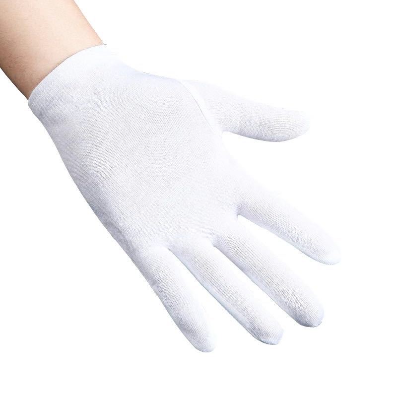 12 Double White Cotton Gloves Student Military Training Labor Insurance Etiquette Driving Working Labor Protection Non-Slip Table Tennis Glove Cloth Wear-Resistant
