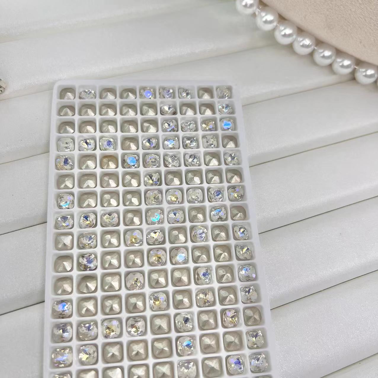 6mm Small Fat Square White Moonlight Plated Manicure Jewelry Diamond Ornament Accessories