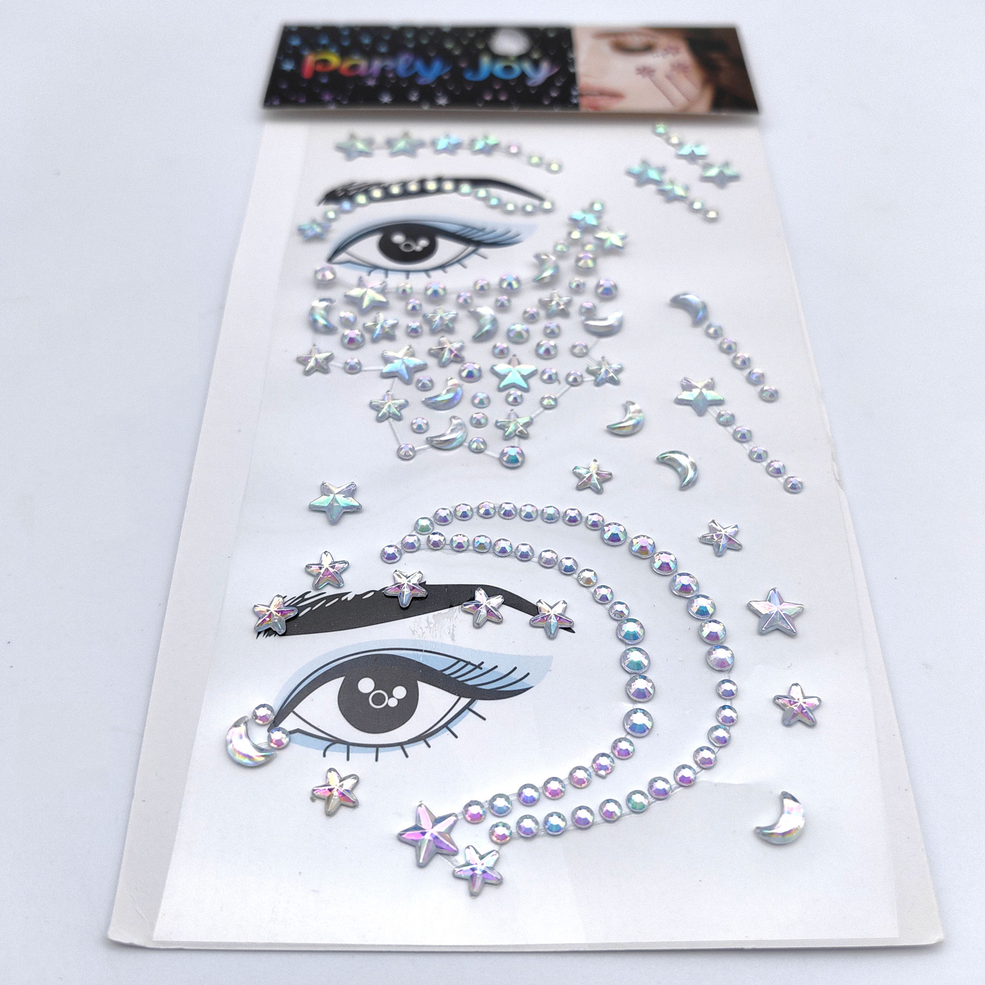Cross-Border Halloween Face Pasters AB Color Acrylic Diamond Paste Party Stickers European and American Festival Beauty Half Face Eyebrow Stencil