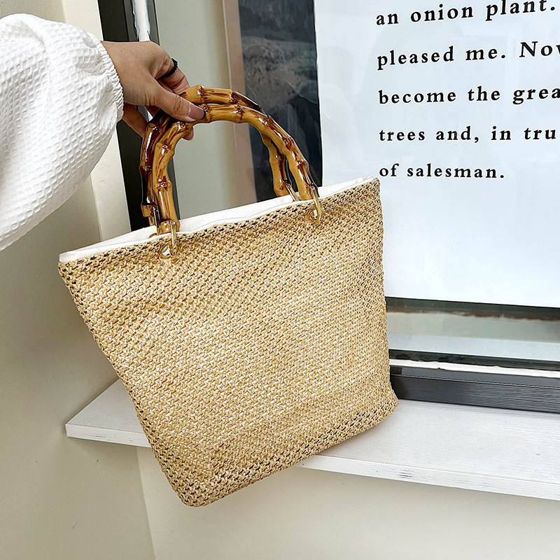 Straw Woven Big Bag for Women 2022 New Korean Style Simple Large Capacity Handbag Fashion Woven Beach Vacation Women's Bag