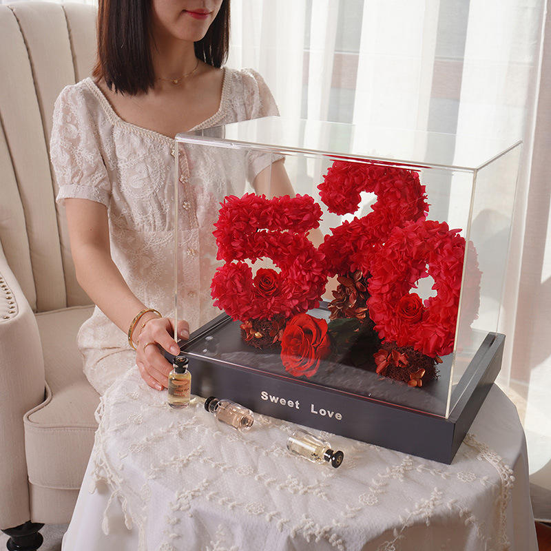 情人节礼物永生花亚克力玫瑰花礼盒送女友生日女神节创意礼品批发