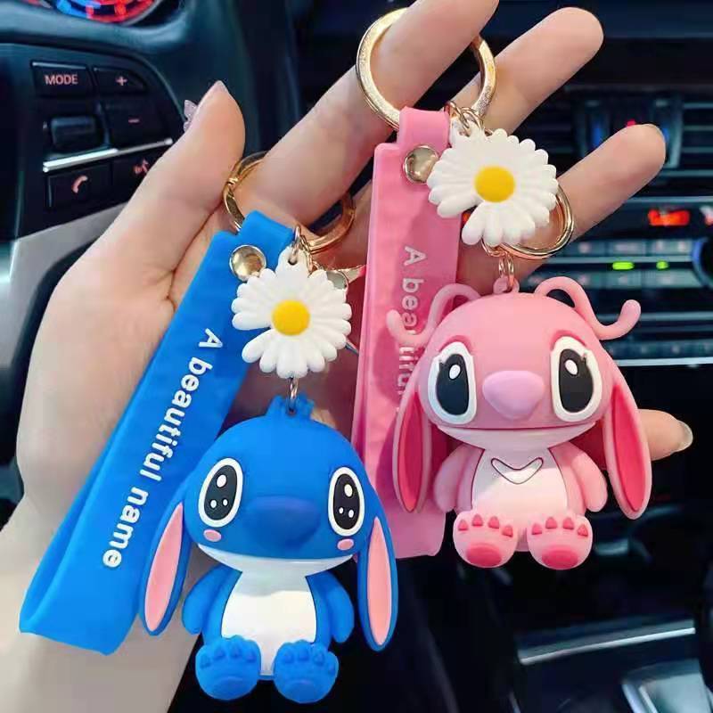 Small Gift New Cartoon Internet Celebrity Couple Doll Cute Soft Glue Key Chain Stitch Keychain Pendant