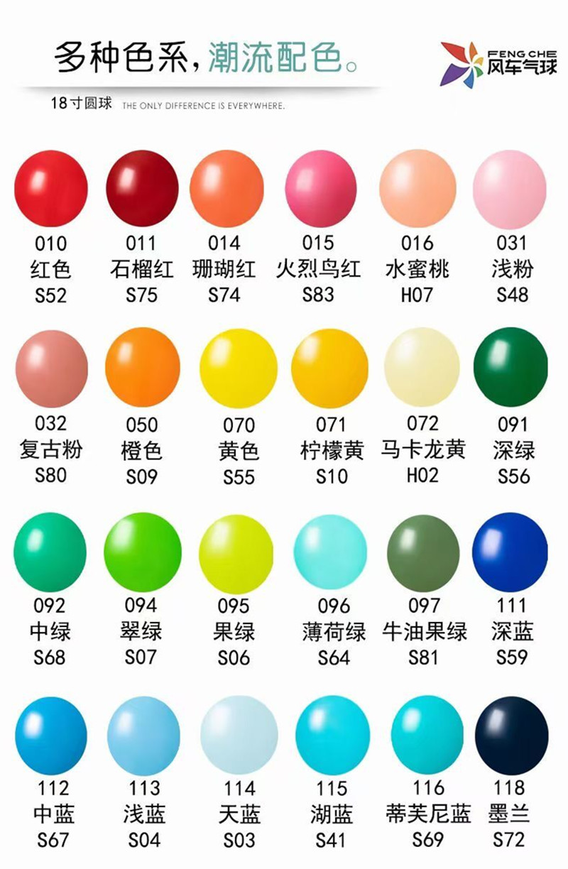 风车18寸圆形加厚马卡龙色大气球不规则胶链造型立柱拱门40厘米球