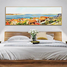 莫奈客厅装饰画田园风景花卉喷绘油画酒店卧室床头沙发背景墙挂画