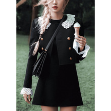 彩英黑色西装法式小香风外套女秋冬新款高级感气质上衣小众设计