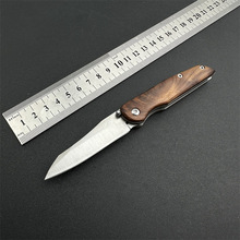 新款折叠刀便携锋利户外小刀水果刀带开瓶器创意不锈钢木柄折叠刀