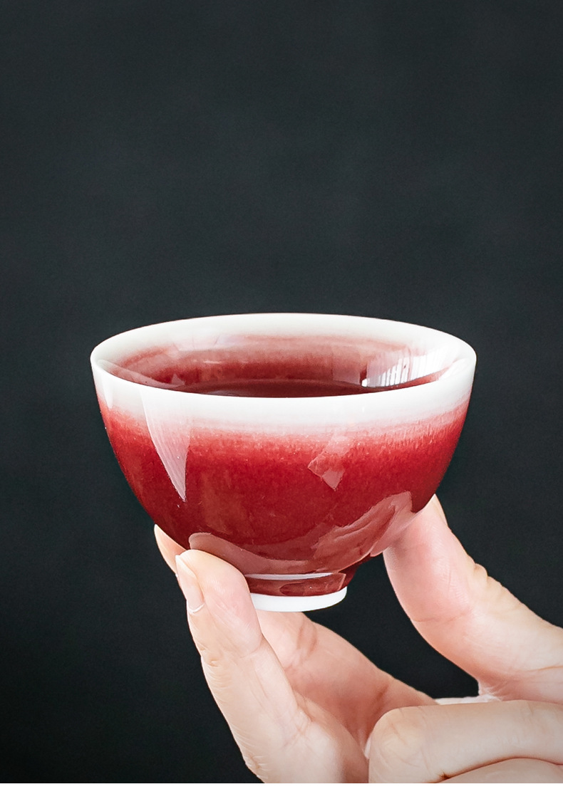 李斌郎红主人杯手工原矿釉郎窑红品茗杯单杯个人专用功夫茶杯