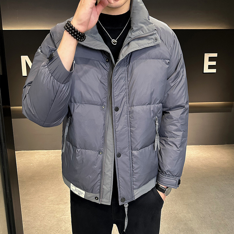 High-End down Jacket Men's Short 2023 Winter New Stand-up Collar Thermal Trendy Fashion Colorblock Student