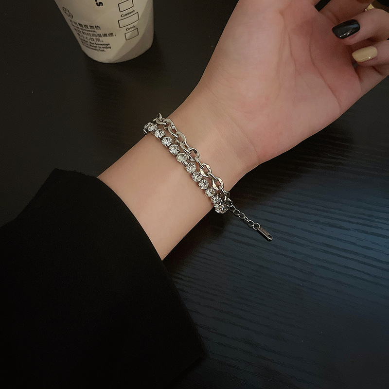 Light Luxury Full Diamond Super Flash All-Match Ins Style Bracelet Female Special-Interest Design High-Grade Bracelet Personalized Cold Style Bracelet