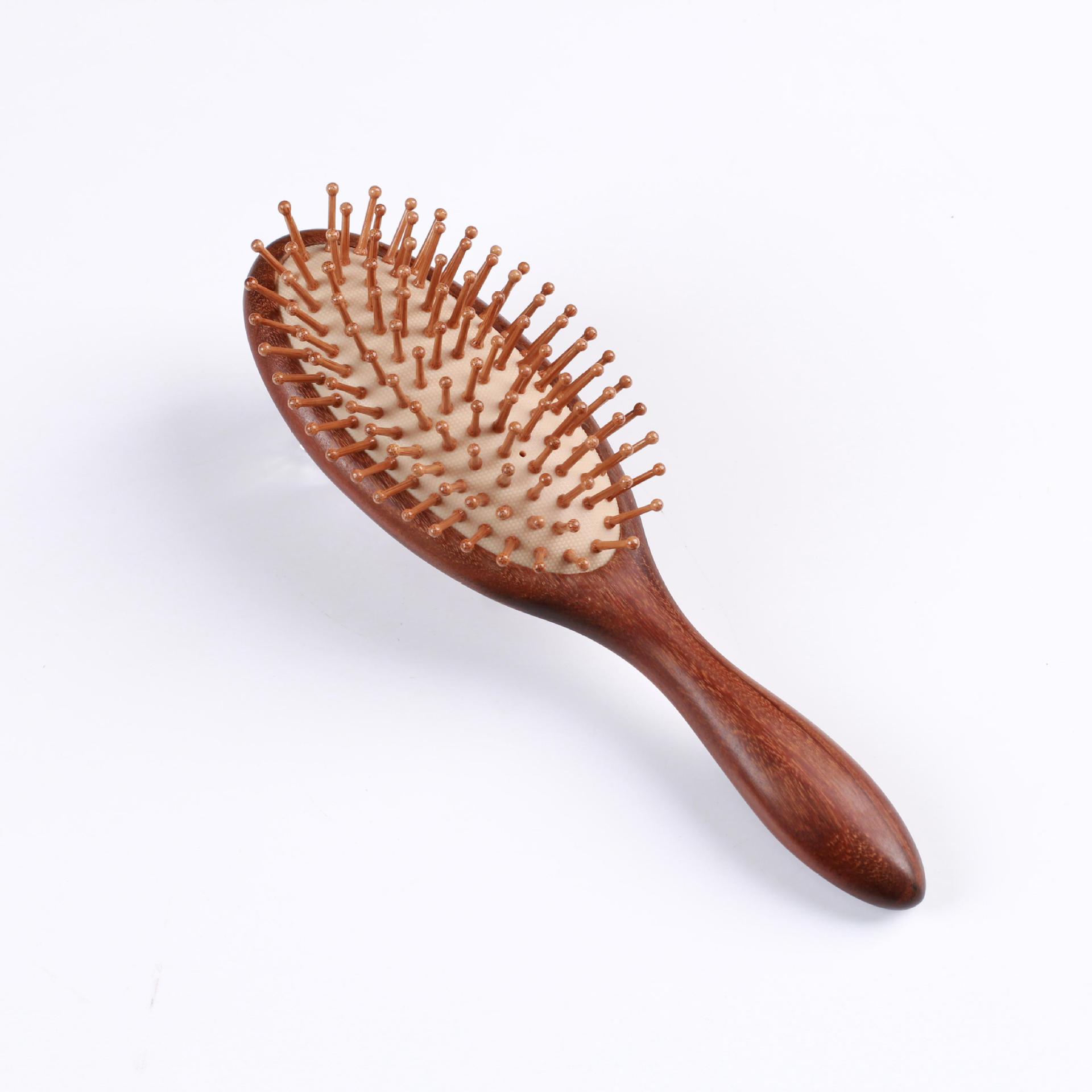 厂家金丝檀木气垫梳大号加厚圆柄头皮按摩顺发梳檀木气囊梳子批发