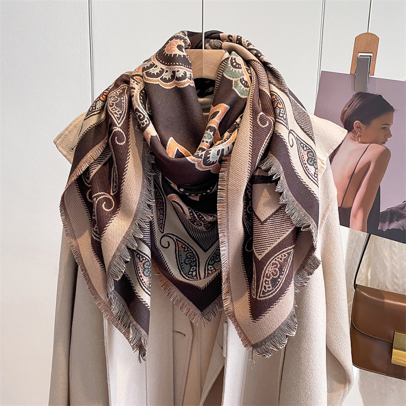 Air Conditioning Office Shawl Spring and Summer Women's Cold-Proof Small Blanket Scarf Outer Wear Fashionable Stylish Tassel Large Kerchief Wholesale