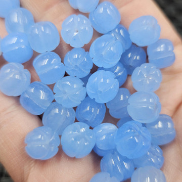 海蓝宝南瓜珠玉石散珠蓝色石英岩玉福瓜珠路路通手链项链饰品配件