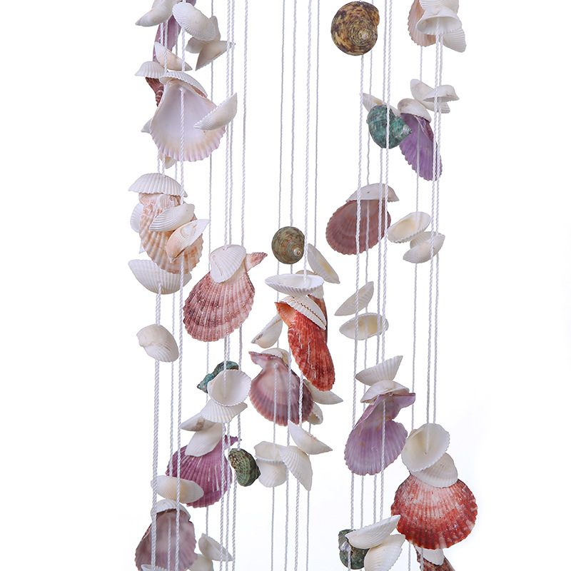 Factory Direct Sales Crafts Natural Marine Shell Double Dragon Wind Chimes Birthday Gift Balcony Room Hanging Door Decoration