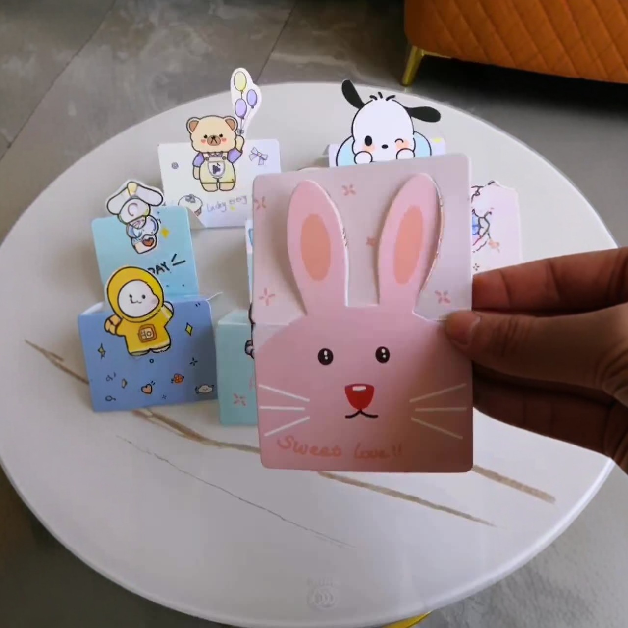 卡通迷你生日贺卡立体ins风可爱动物造型感谢卡手写祝福卡高级感