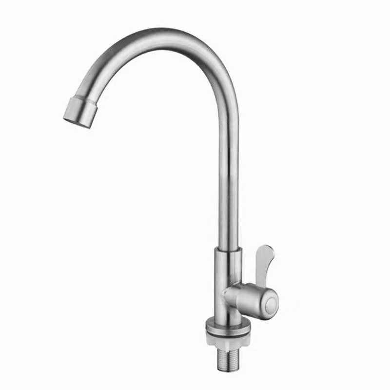 Single Cold Faucet Lengthened Foot Stainless Steel Faucet Kitchen Balcony Stainless Steel Single Faucet