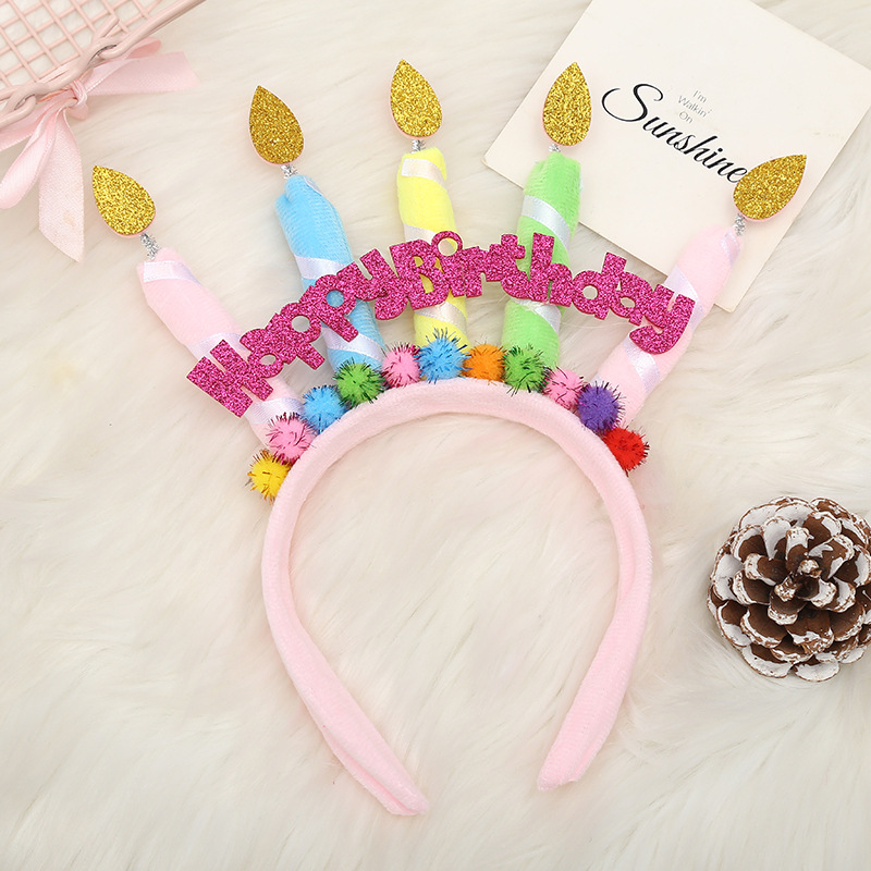 Cute Children's Birthday Candle Cake Headband Letter Party Photo Hairband Decoration