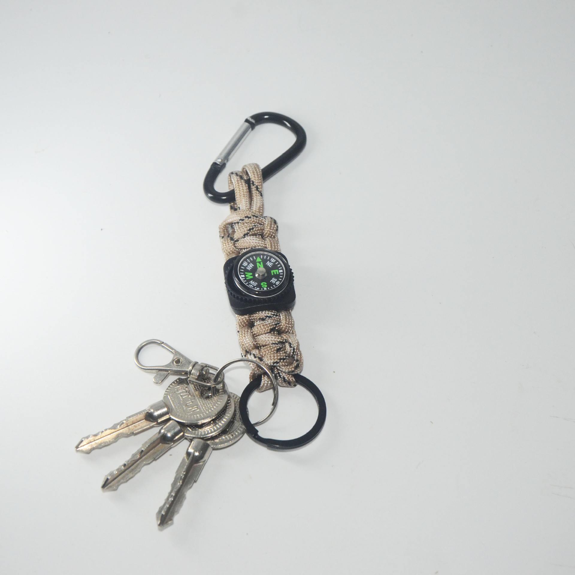 厂家直销户外登山扣钥匙链 黑色快挂登山扣 七芯伞绳编织钥匙圈勾