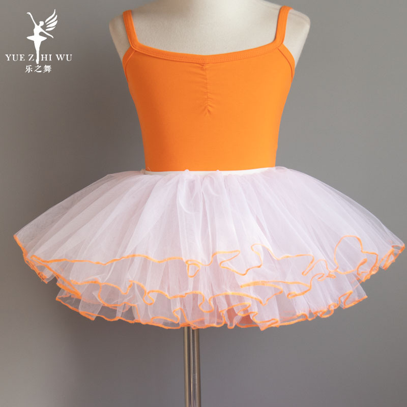 儿童舞蹈纱裙女童四层蓬蓬裙半身裙网纱裙女孩芭蕾裙白色跳舞裙子