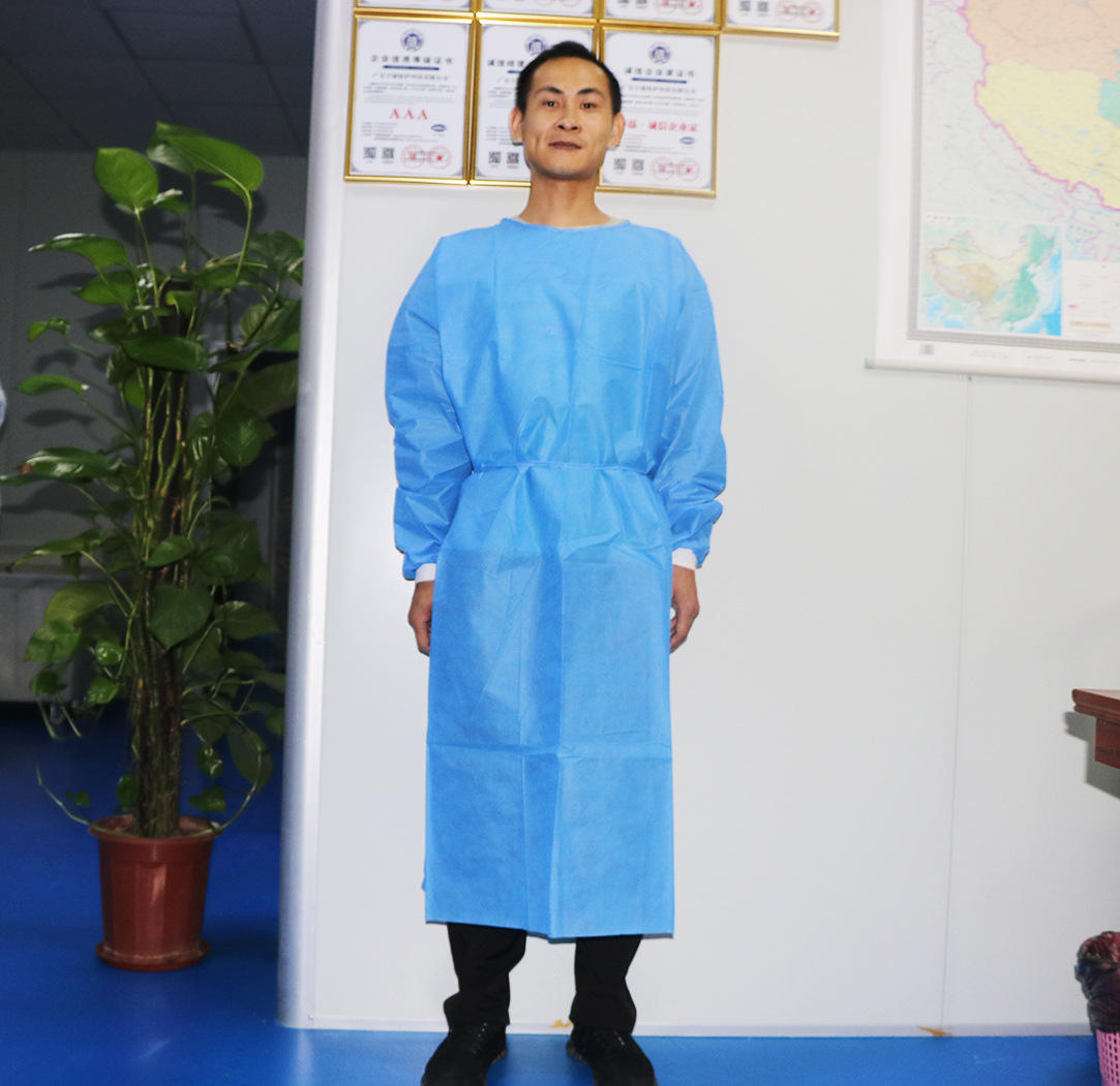 隔离衣医用防疫防护服蓝色手术衣反穿衣一次性隔离服医护专用sms