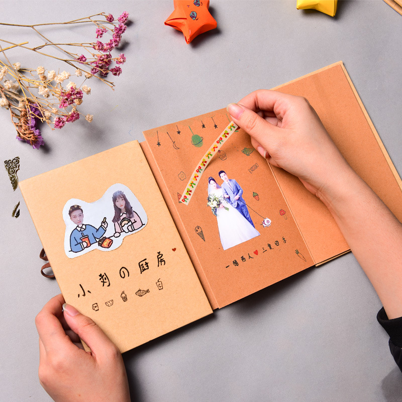 创意手工diy相册复古风琴同学录情侣宝宝成长毕业纪念册本牛皮纸