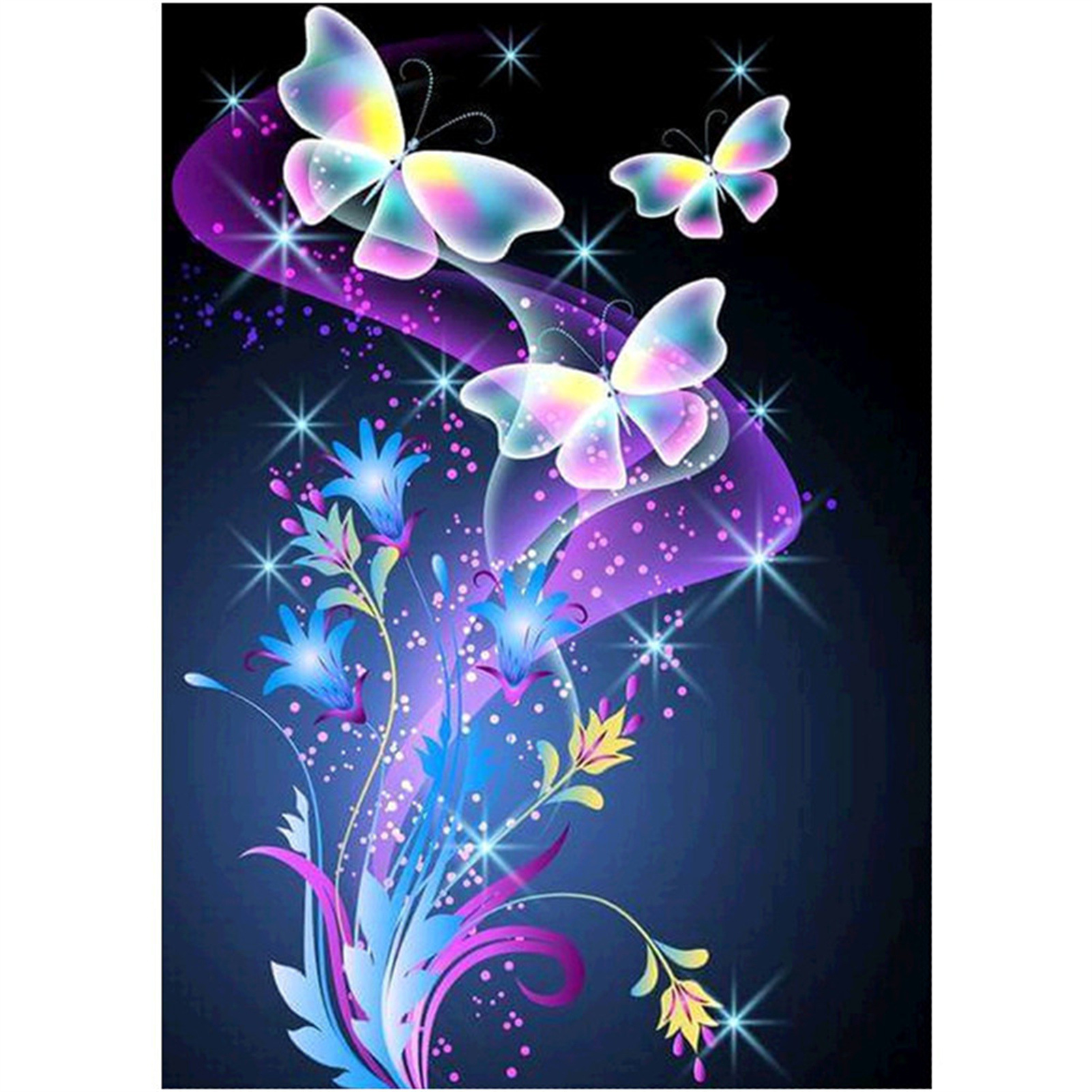 儿童填色画框diy带颜料画框套装多图案多尺寸钻石画diy粉色花卉梦境