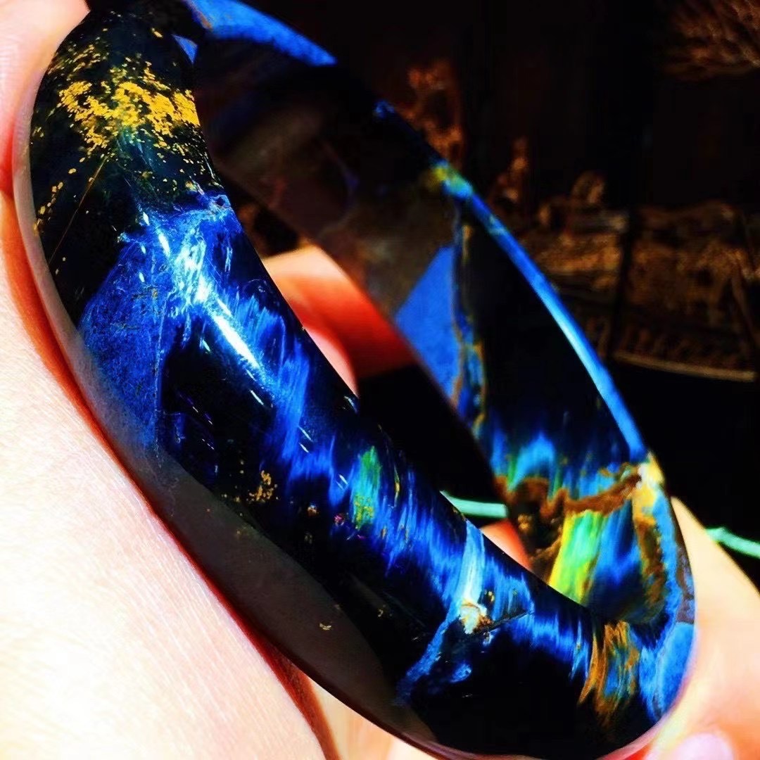 彼得石手镯猫眼效应强无矿坑表面光滑颜色漂亮54-62圈口