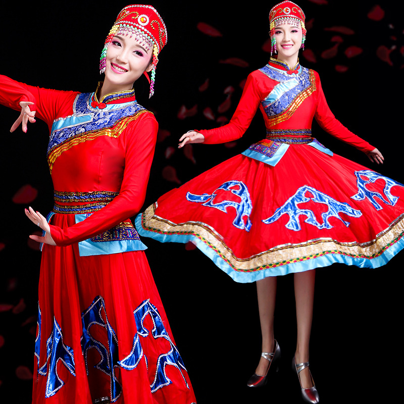 内蒙古新款少数民族民族风舞蹈服装女蒙古族演出服套装广场舞藏族