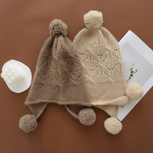 羊绒帽子女100%纯山羊绒秋冬新款镂空针织保暖护耳帽子