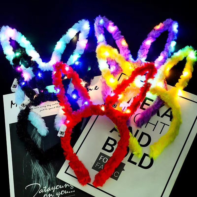 Barrettes Horn Rabbit Ears Headband Cat Ears Children's Christmas Luminous Headband Toy Push Drainage Small Gift