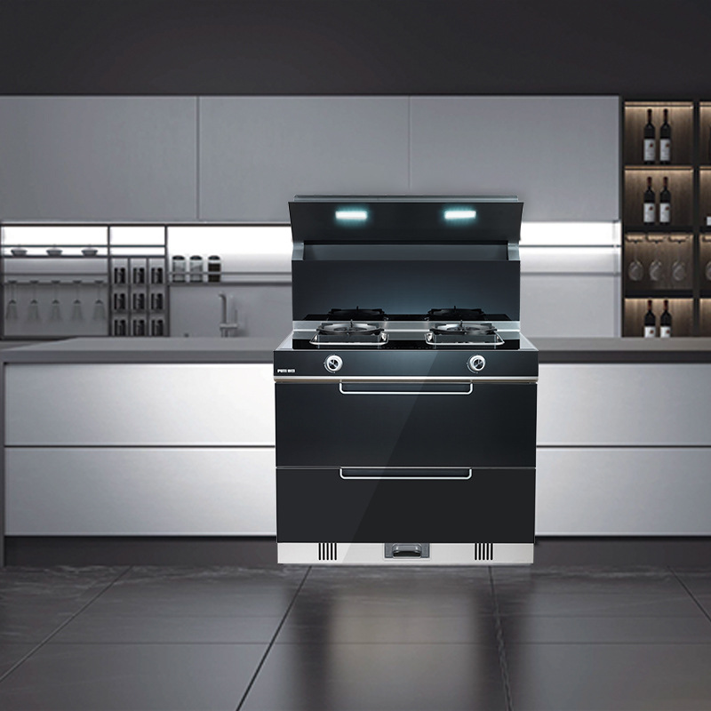 普田集成灶一体灶家用灶具天然气上置物架批代发131x烟机三件套装