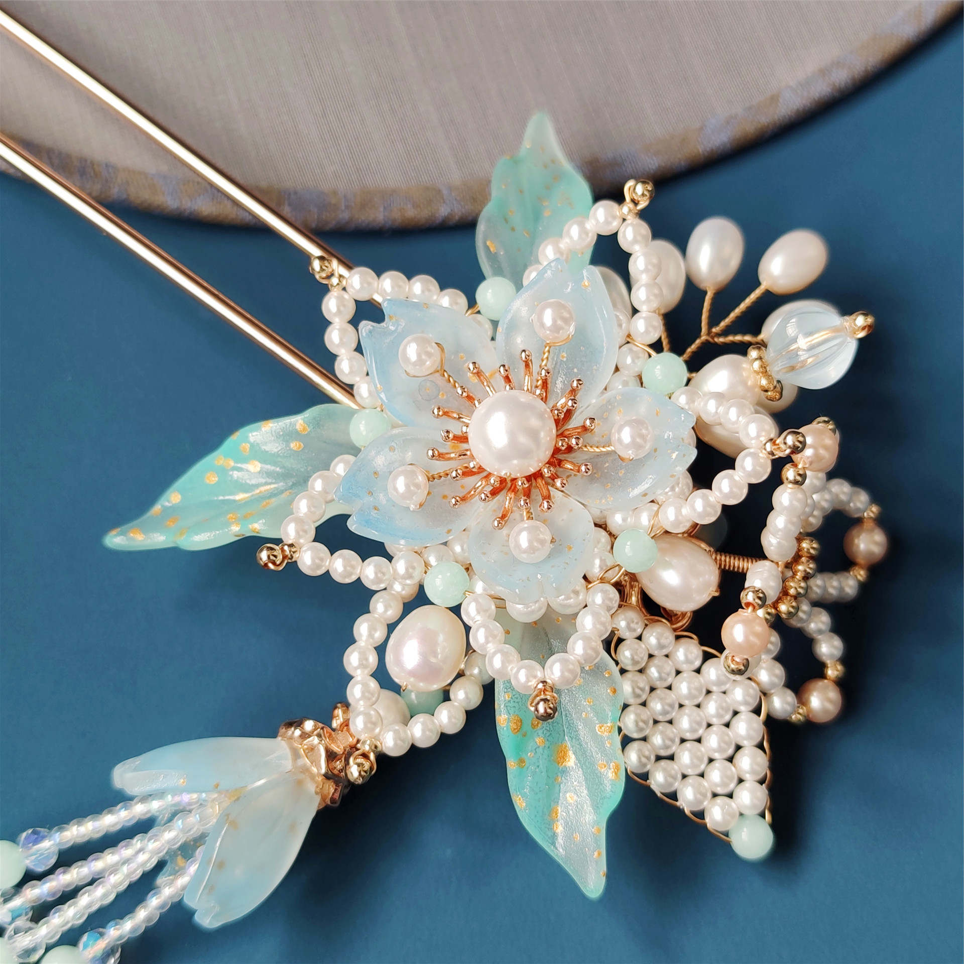 古之韵手工新品汉服发簪古装头饰古风配饰辑珠琉璃花流苏发簪若兰