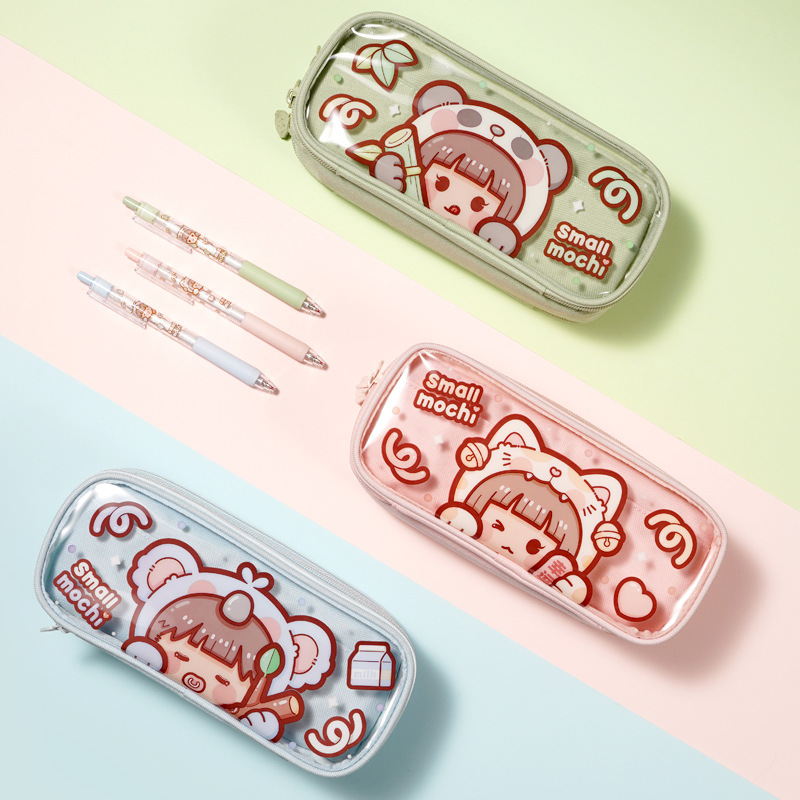 Small Fried Glutinous Rice Cake Stuffed with Bean Paste Animal Cake New Pencil Case Full Series Large Capacity Good-looking Boys and Girls Student Transparent Pencil Case Pencil Case