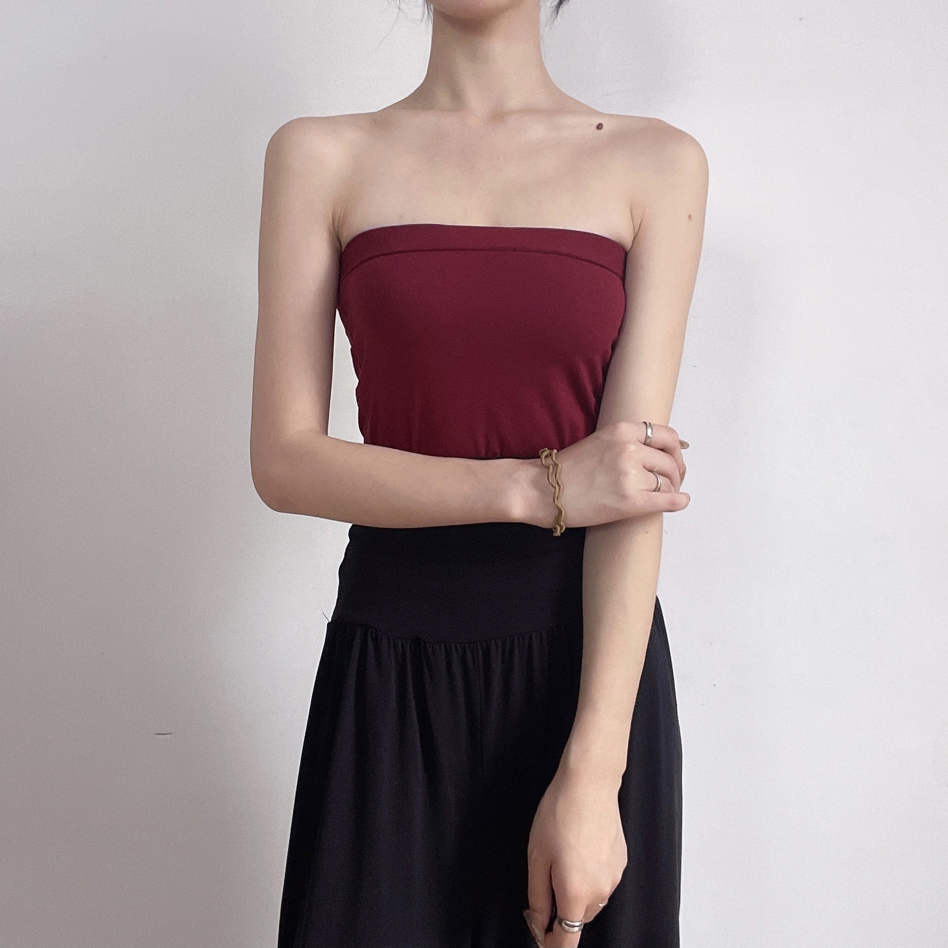 新增墨绿色2016晚晚同款抹胸裹胸优质奥代尔百搭