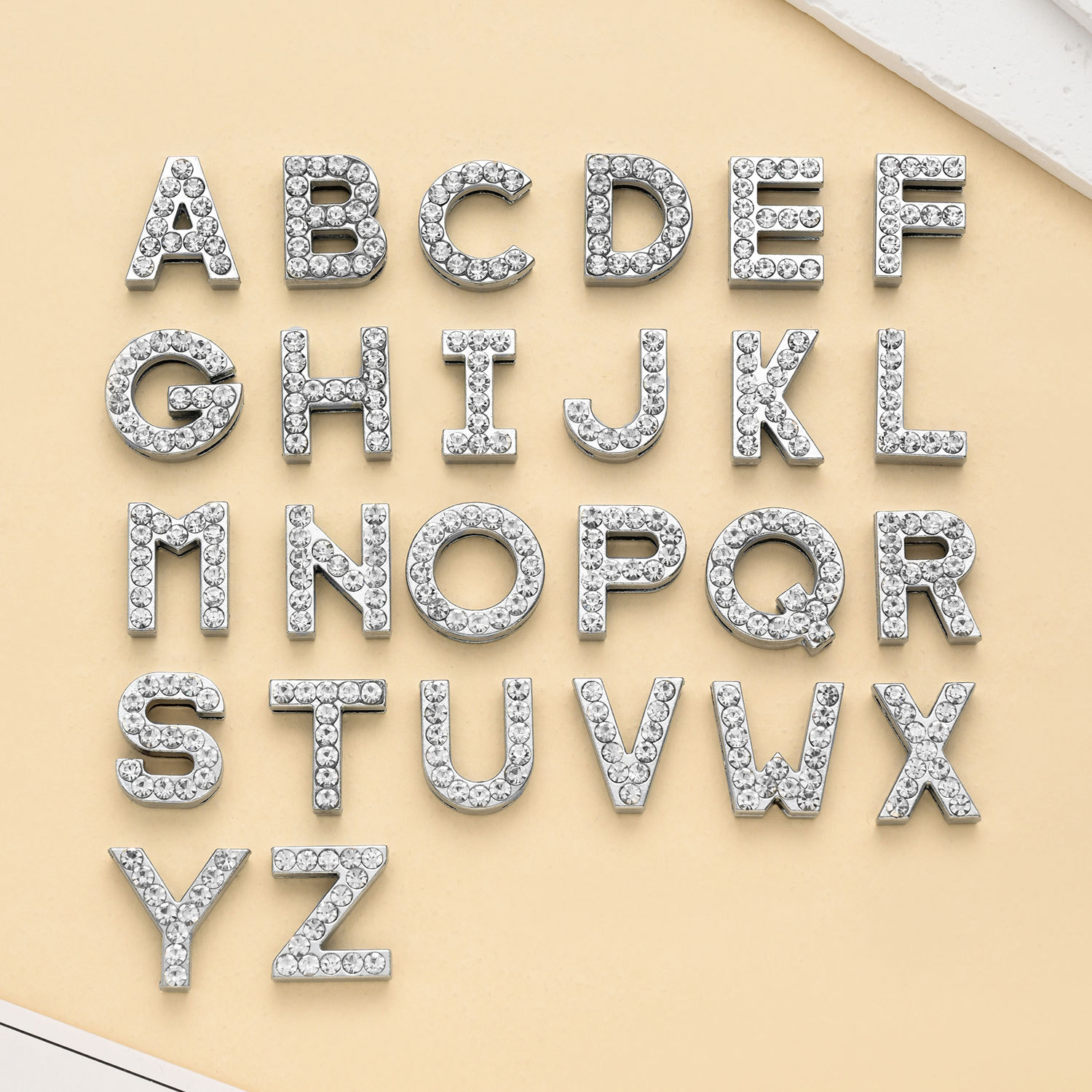 18mm水钻字母配饰  diy腕带手环宠物项圈饰品配件 铬色全钻