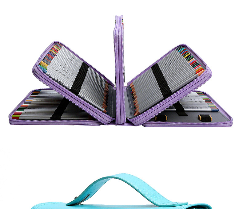 【品名】:多功能pu铅笔包200孔亲们只是出售笔袋没有包括文具!