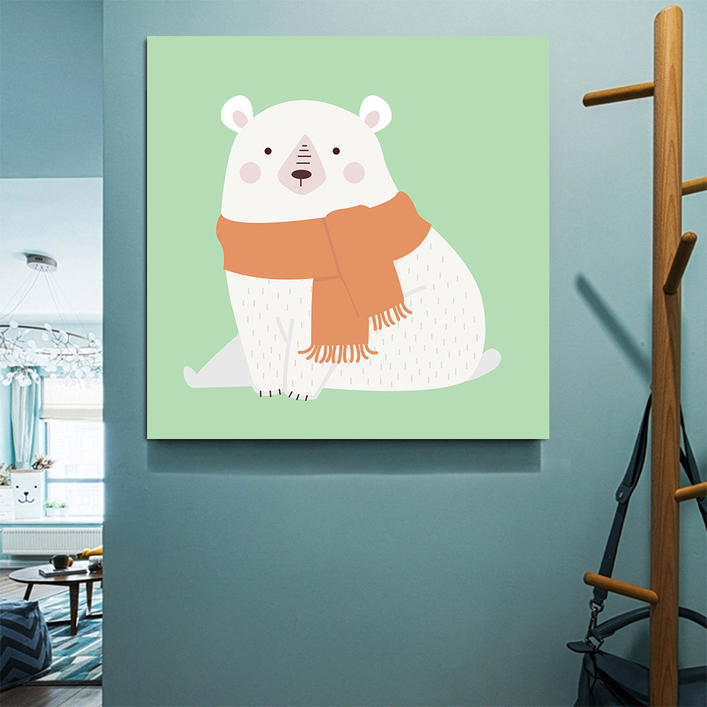 无框帆布画芯餐厅可爱单联卡通动物装饰画儿童卧室挂画独立站wish