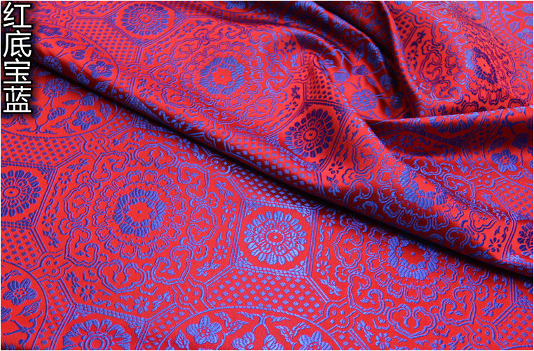 唐装旗袍童装蒙古袍舞台民族服装绸缎布料提花织锦缎丝绸仿古面料