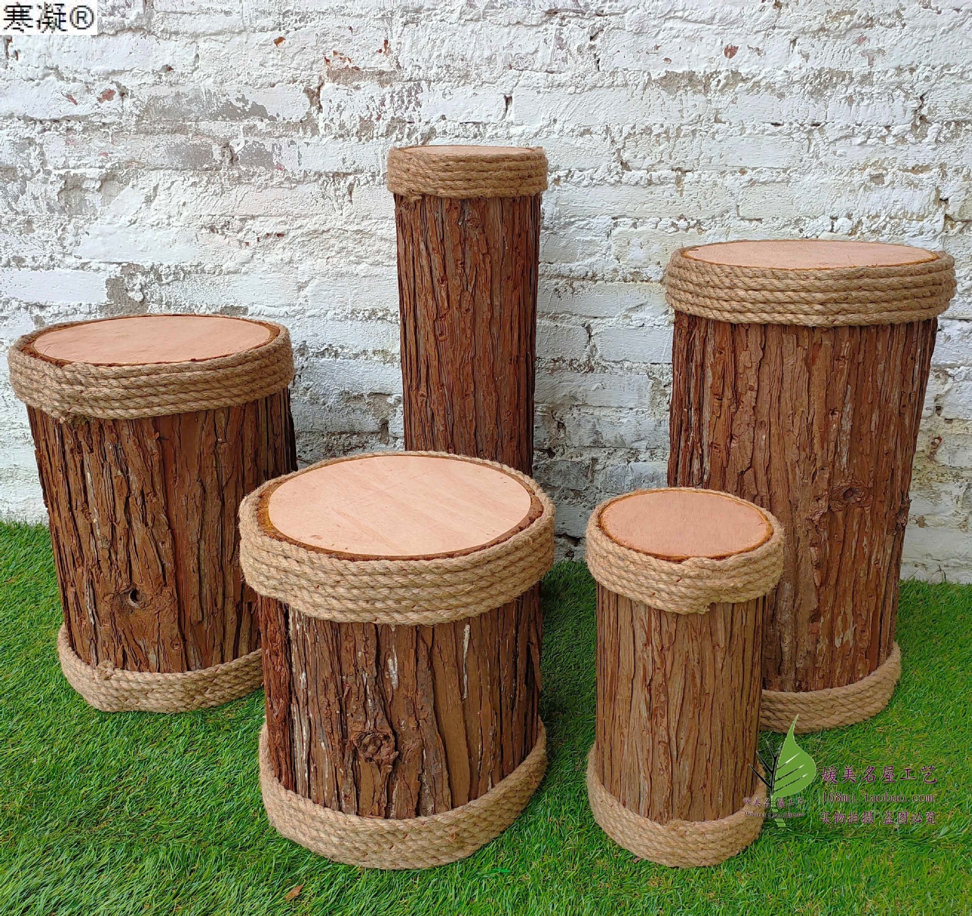 仿真麻绳木桩假木墩 空心圆木头栅栏木围栏木篱笆木桩栅栏装饰批
