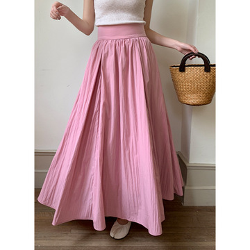 gierrt 粉调旋律 简约垂感超大裙摆半身裙女高腰百搭气质温柔长裙