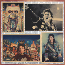 摇滚歌星迈克尔杰克逊Michael Jackson复古牛皮纸海报装饰墙画444