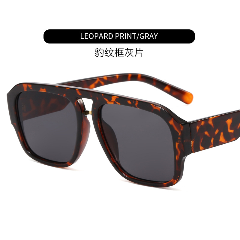 New Double Beam Metal Sunglasses Cross-Border Fashion Sun-Proof Sunglasses European and American Sun Protection Driving All-Match Sunglasses